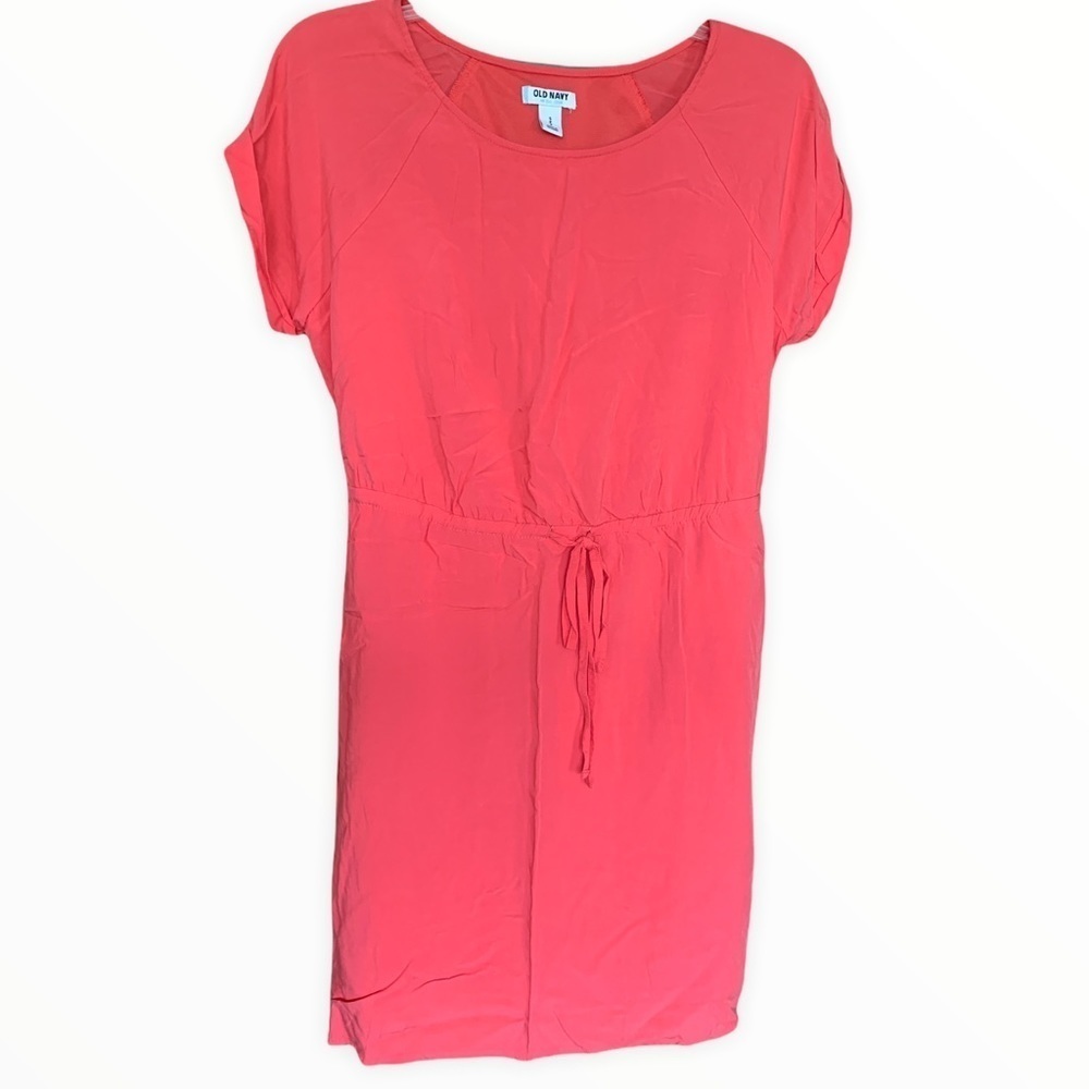 Old Navy Coral Short Sleeve Lined Dress With Tie